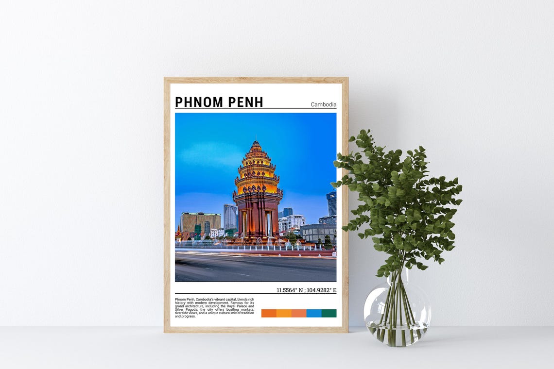 Phnom Penh Cambodia Independence Monument Night Lights Poster - Image 4