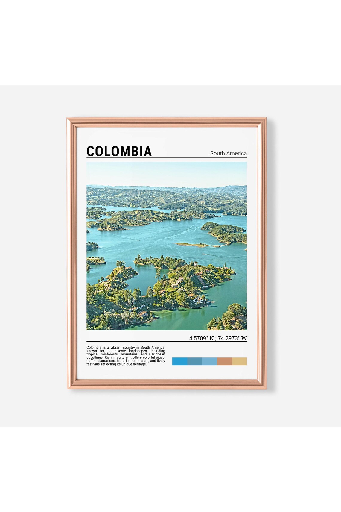 Colombia Guatape Reservoir Aerial Islands Blue Water Landscape Poster