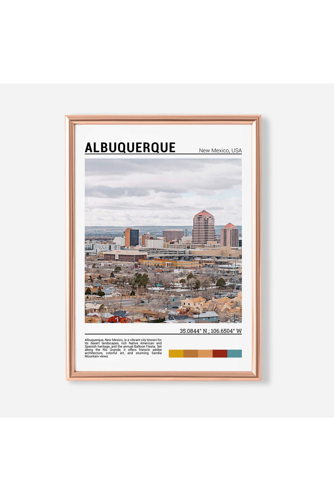 Albuquerque New Mexico Downtown Skyline Desert Cityscape View Poster