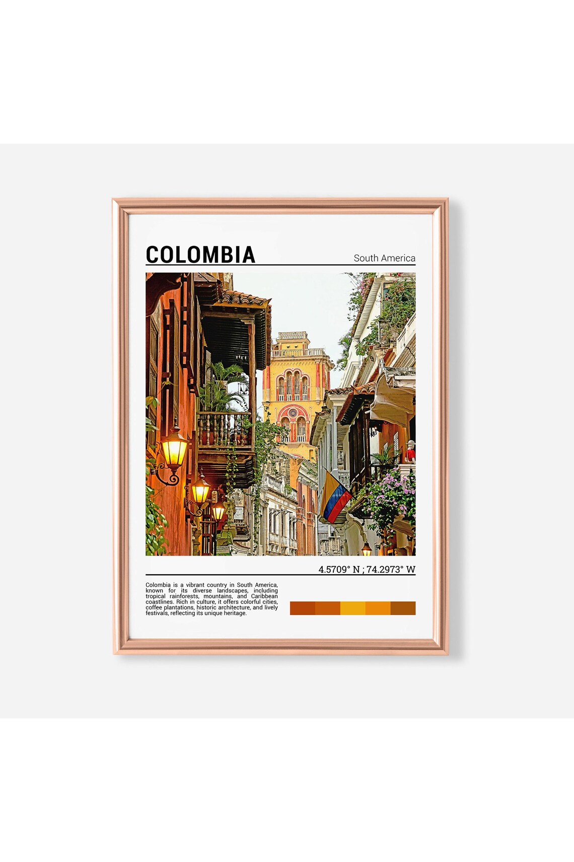 Colombia Travel Poster, South America Wall Art Print
