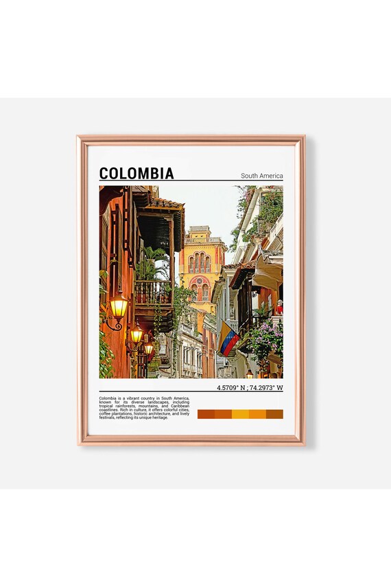 Colombia Travel Poster, South America Wall Art Print