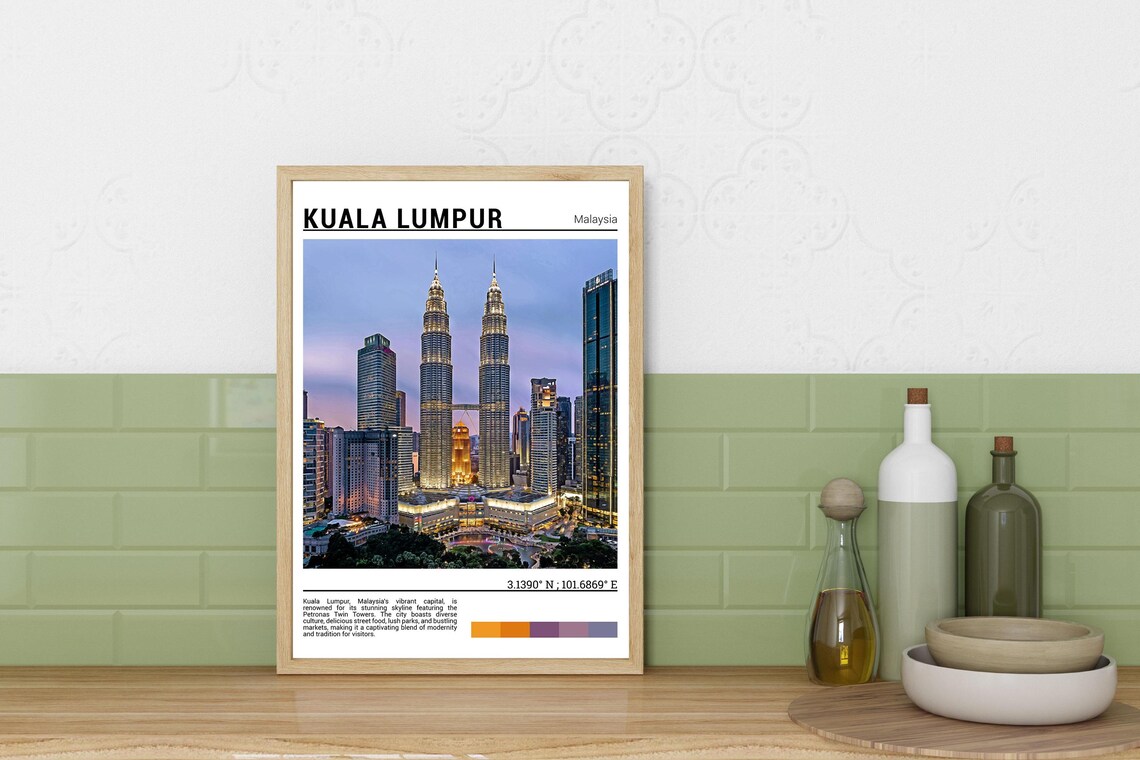 Kuala Lumpur Malaysia Petronas Twin Towers Dusk Photo Poster - Image 3