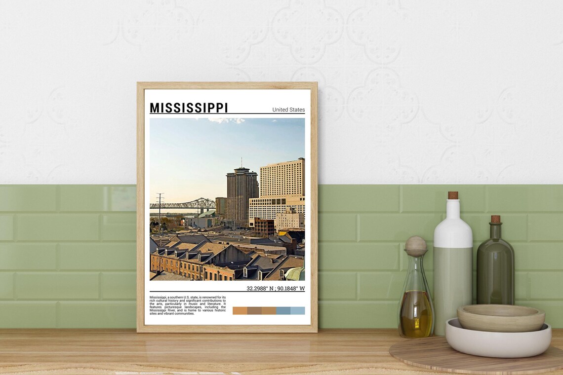 New Orleans Louisiana Skyline Bridge River City View Photo Poster - Image 3