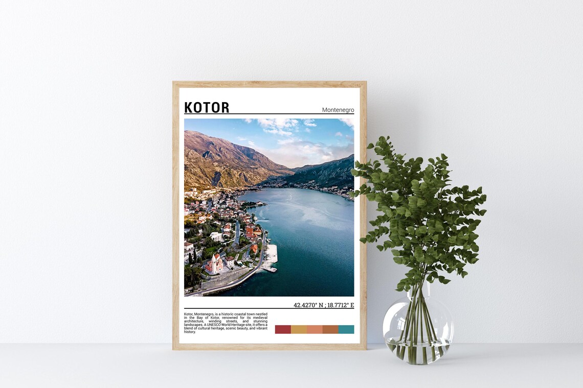 Kotor Montenegro Bay of Kotor Harbor Mountain View Adriatic Bay Poster - Image 4