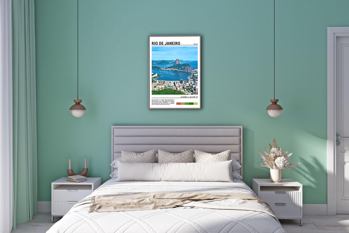 Rio De Janeiro Brazil Sugarloaf Mountain Bay Cityscape Travel Poster - Image 5