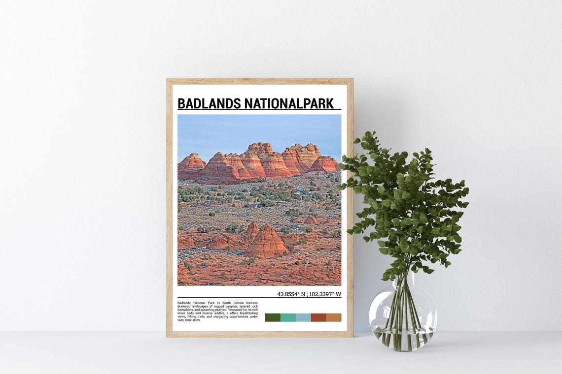 Badlands National Park Print Badlands National Park Poster Badlands National Park Wall Art Badlands National Park Travel South Dakota - Image 4