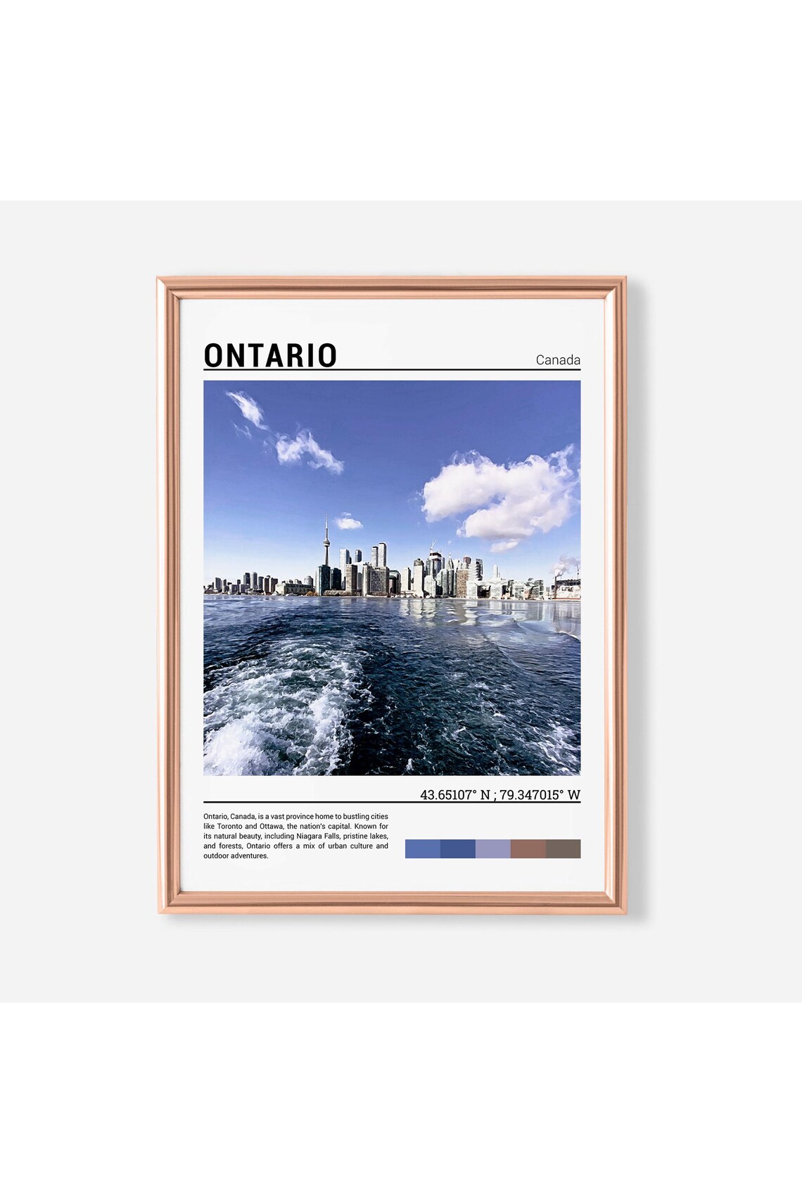 Ontario Toronto Skyline CN Tower Lake Ontario Minimalist Travel Poster