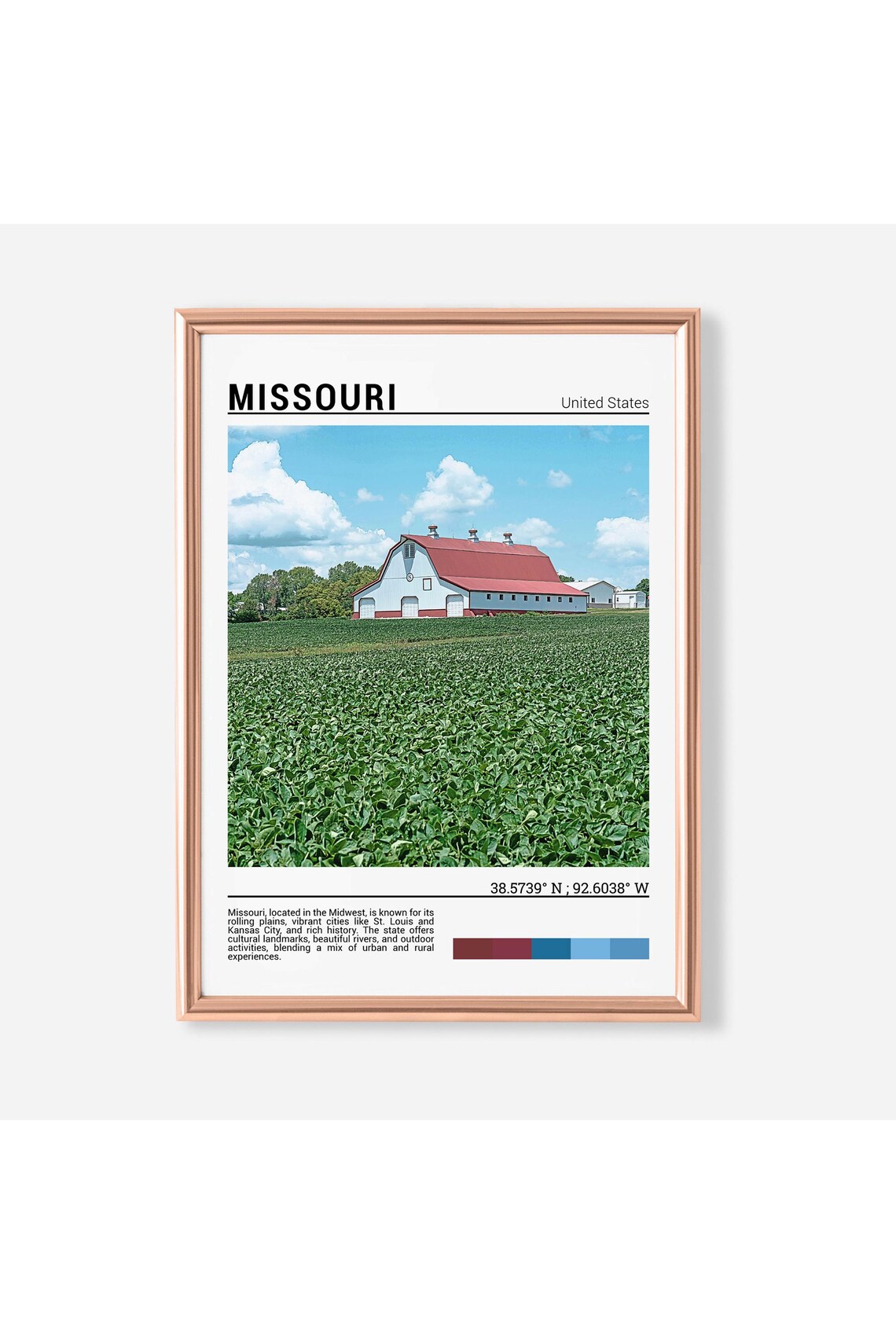 Missouri Red Barn Lush Green Farm Field Summer Country Photo Poster