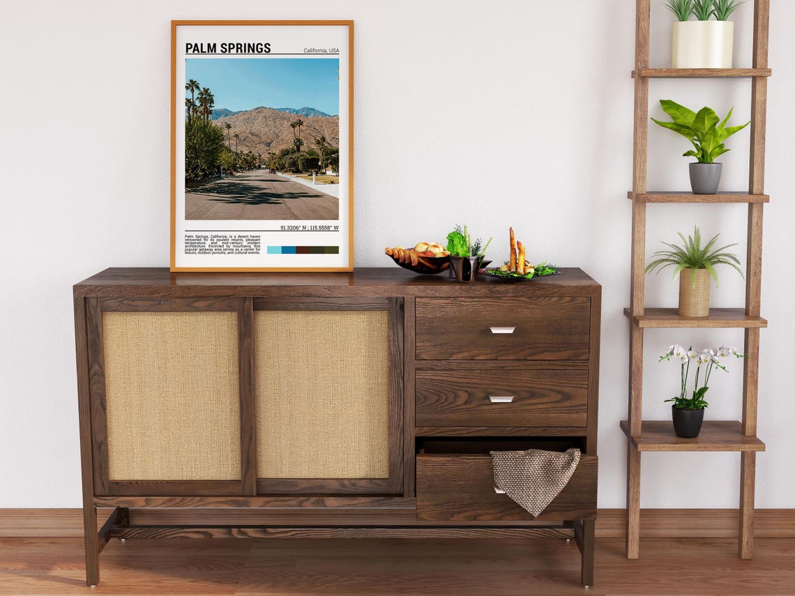 Palm Springs California Palm Lined Street Desert Mountains Poster - Image 6