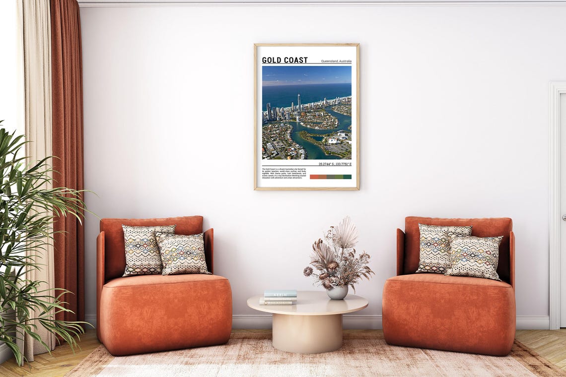 Gold Coast Queensland Aerial Skyline Ocean Canals Day Poster - Image 7