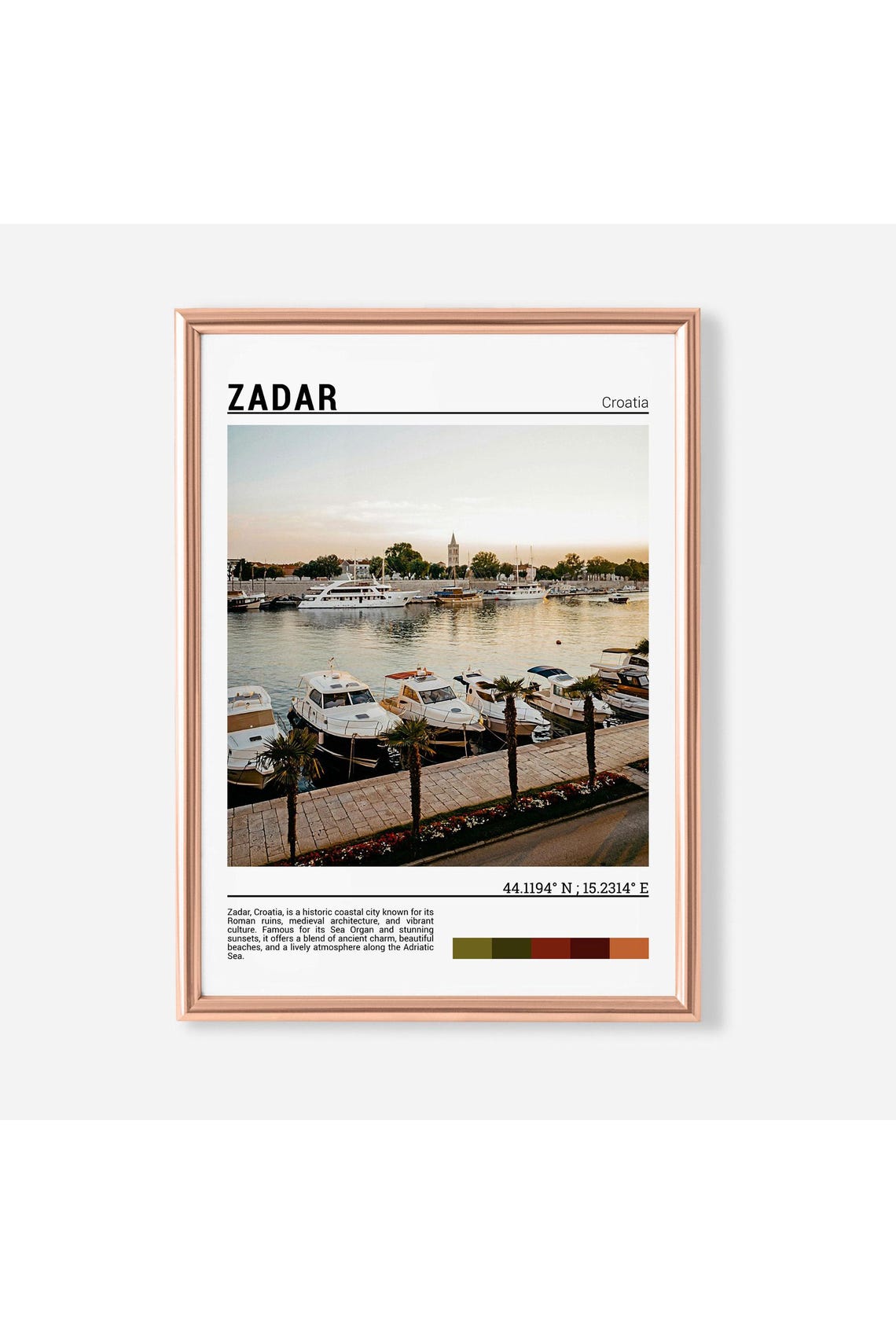 Zadar Croatia Harbor Sunset Boats Adriatic Coast Travel Poster