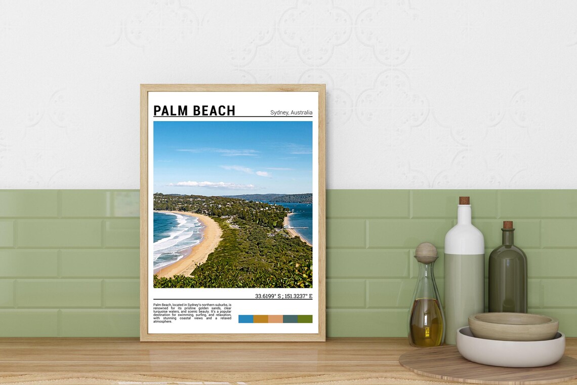Palm Beach Sydney Australia Golden Sand Surf Beach Aerial Poster - Image 3