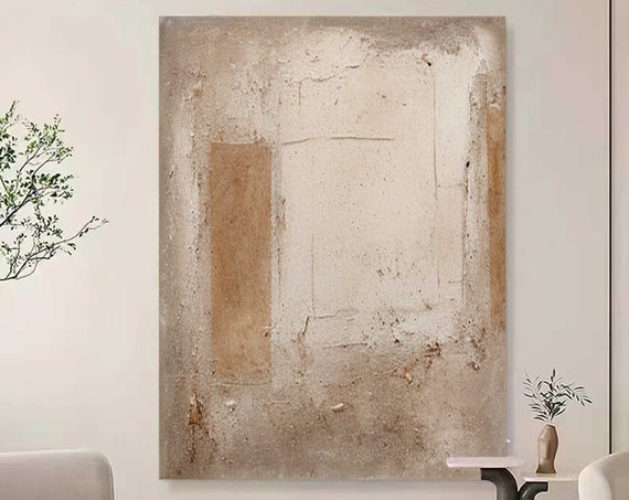 Wabi Sabi Wall Art Brown Abstract Geometric Painting Brown Beige Texture Painting On Large Beige Minimalist Wall Art Brown Wall Decor