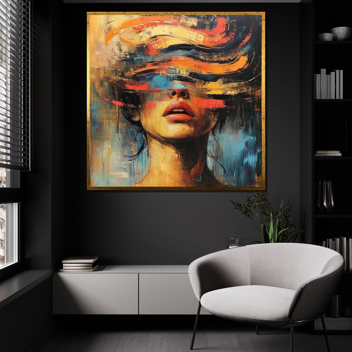 Colorful Abstract Woman Face Brush Stroke Modern Portrait Art Poster - Image 4