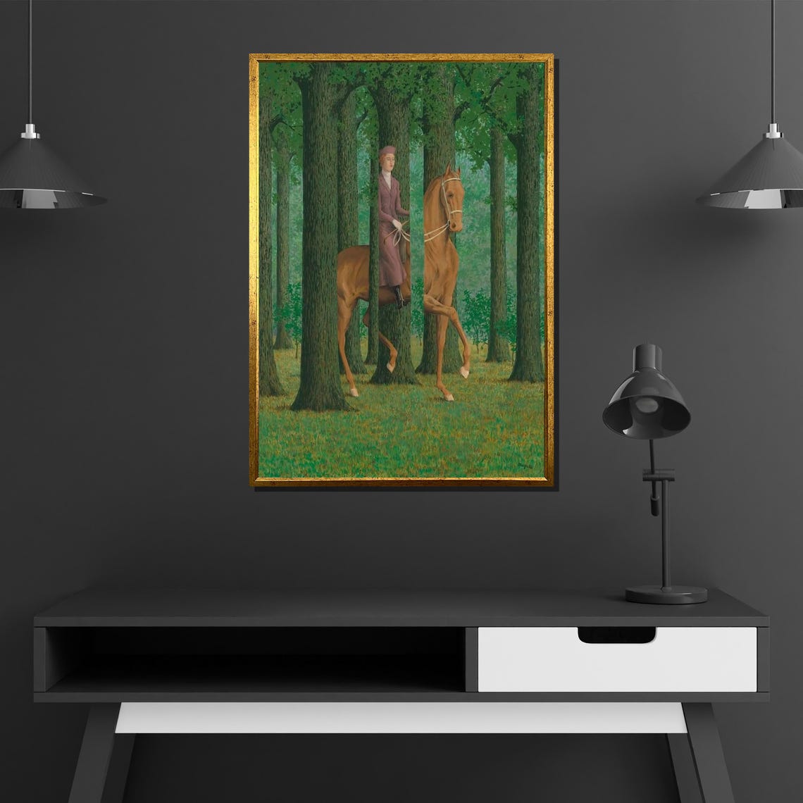 Rene Magritte Horse and Rider Hidden Among Forest Trees Poster - Image 4