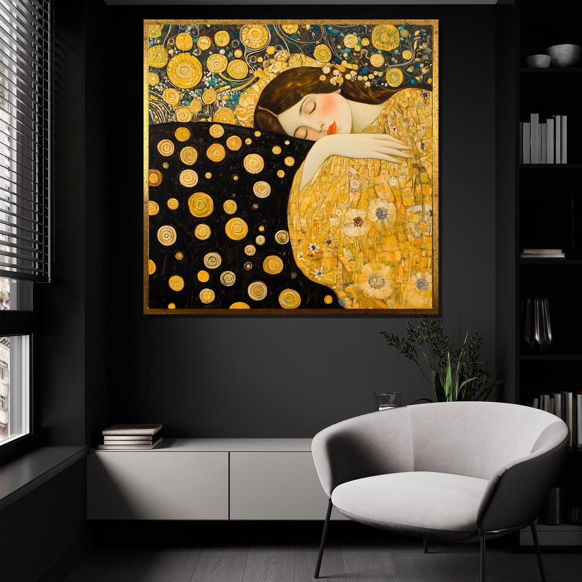 Gustav Klimt Style Sleeping Woman Golden Art Nouveau Flower Poster - Image 4