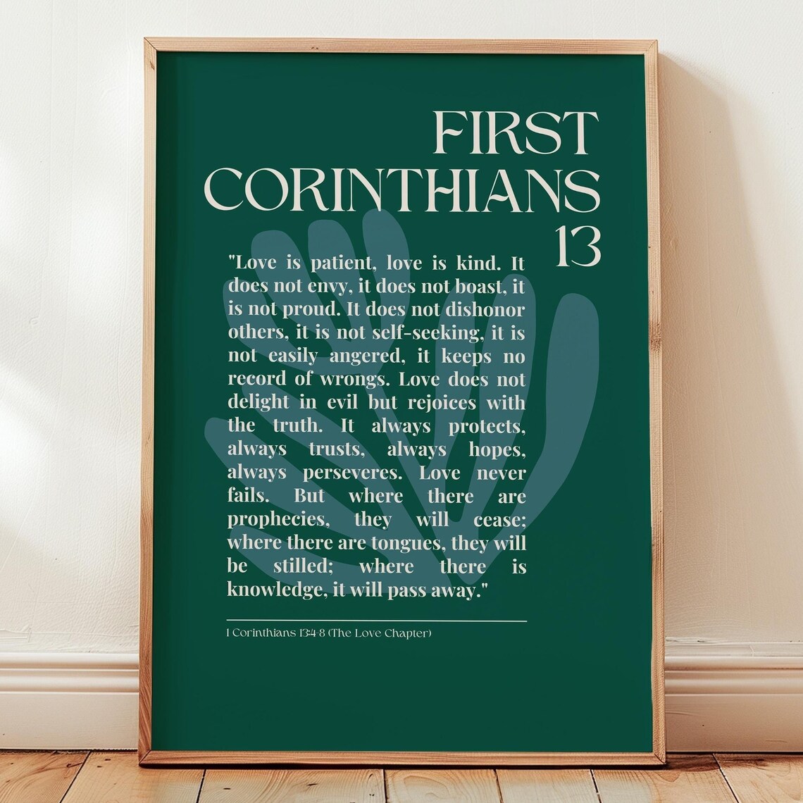 1 Corinthians 13 Green Print Bible Verse Wall Art