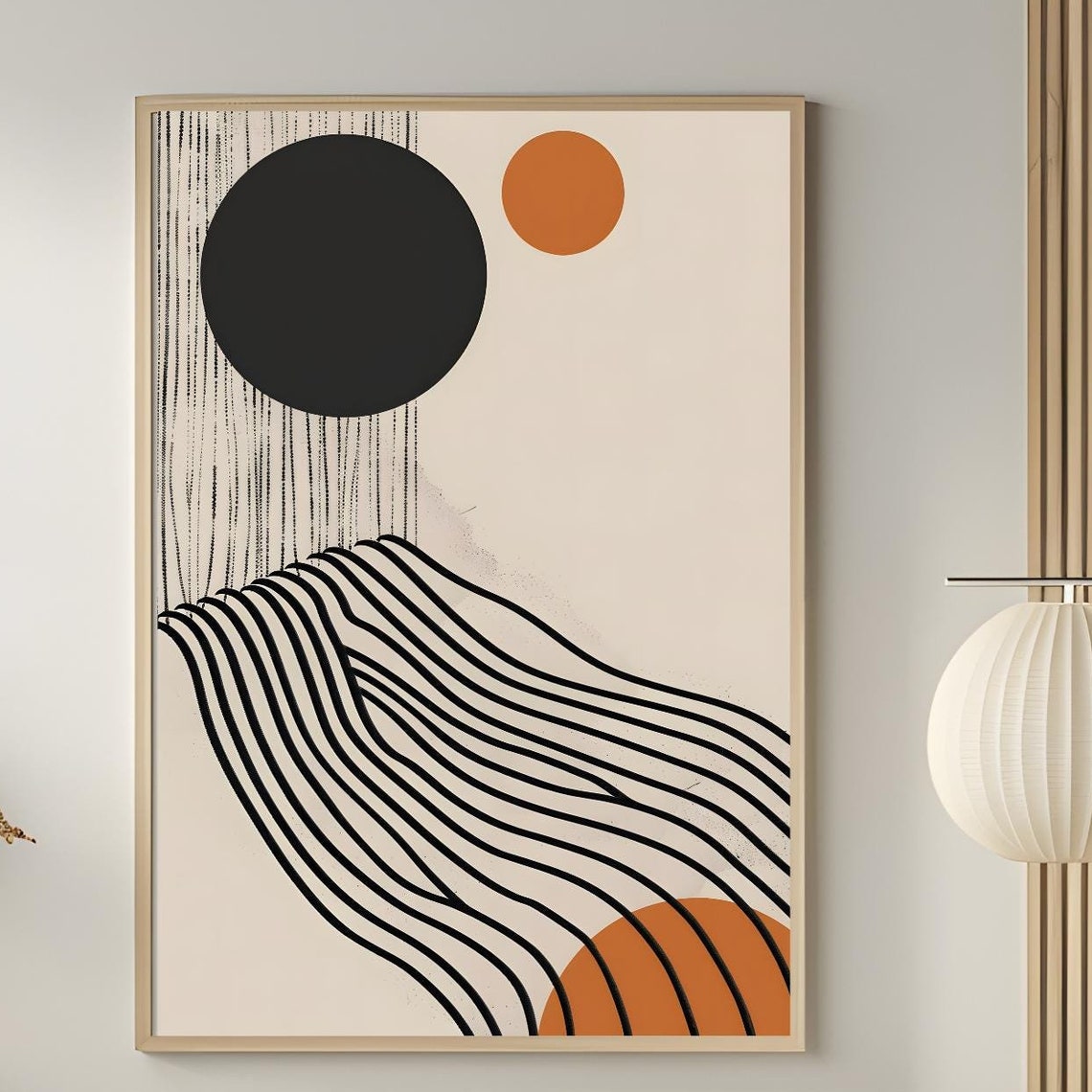 Mid Century Modern Wall Art Abstract Wall Decor Art Print Minimal Black And White Art Print Boho Art Neutral Geometric Shapes Wall Art
