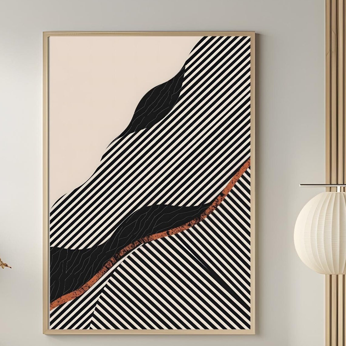 Mid Century Modern Wall Art Abstract Wall Decor Art Print Minimal Black And White Art Print Boho Art Neutral Geometric Shapes Wall Art