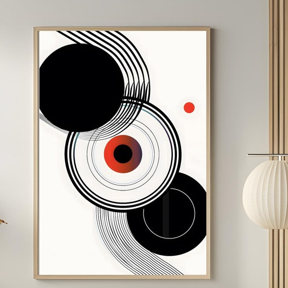 Mid Century Modern Wall Art Neutral Geometric Shapes Art Boho Art Print Abstract Art Print Black Beige Minimal Print