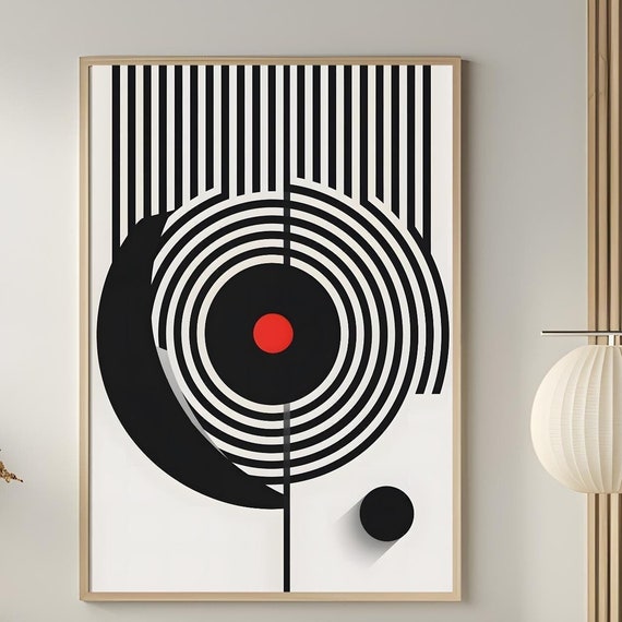 Mid Century Modern Wall Art Abstract Wall Decor Art Print Minimal Black And White Art Print Boho Art Neutral Geometric Shapes Wall Art