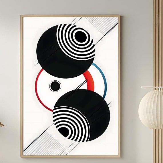 Mid Century Modern Wall Art Abstract Wall Decor Art Print Minimal Black And White Art Print Boho Art Neutral Geometric Shapes Wall Art