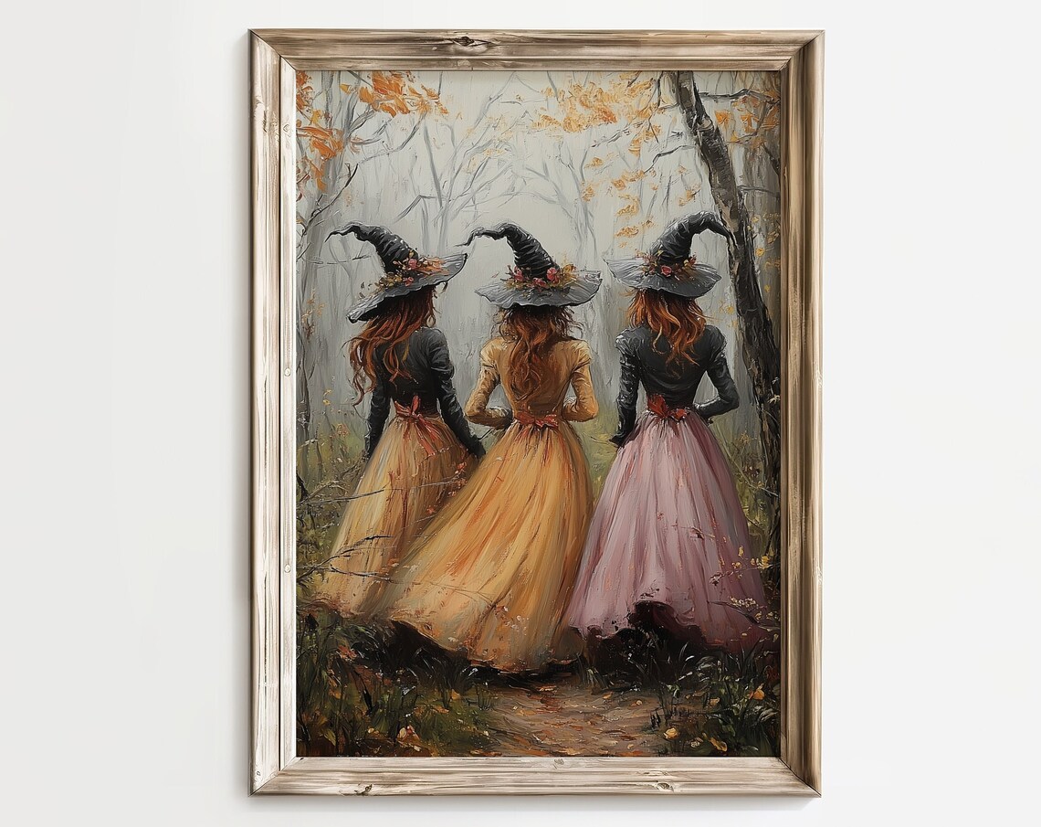Three Witches Vintage Halloween Art Print, Spooky Season - Image 4