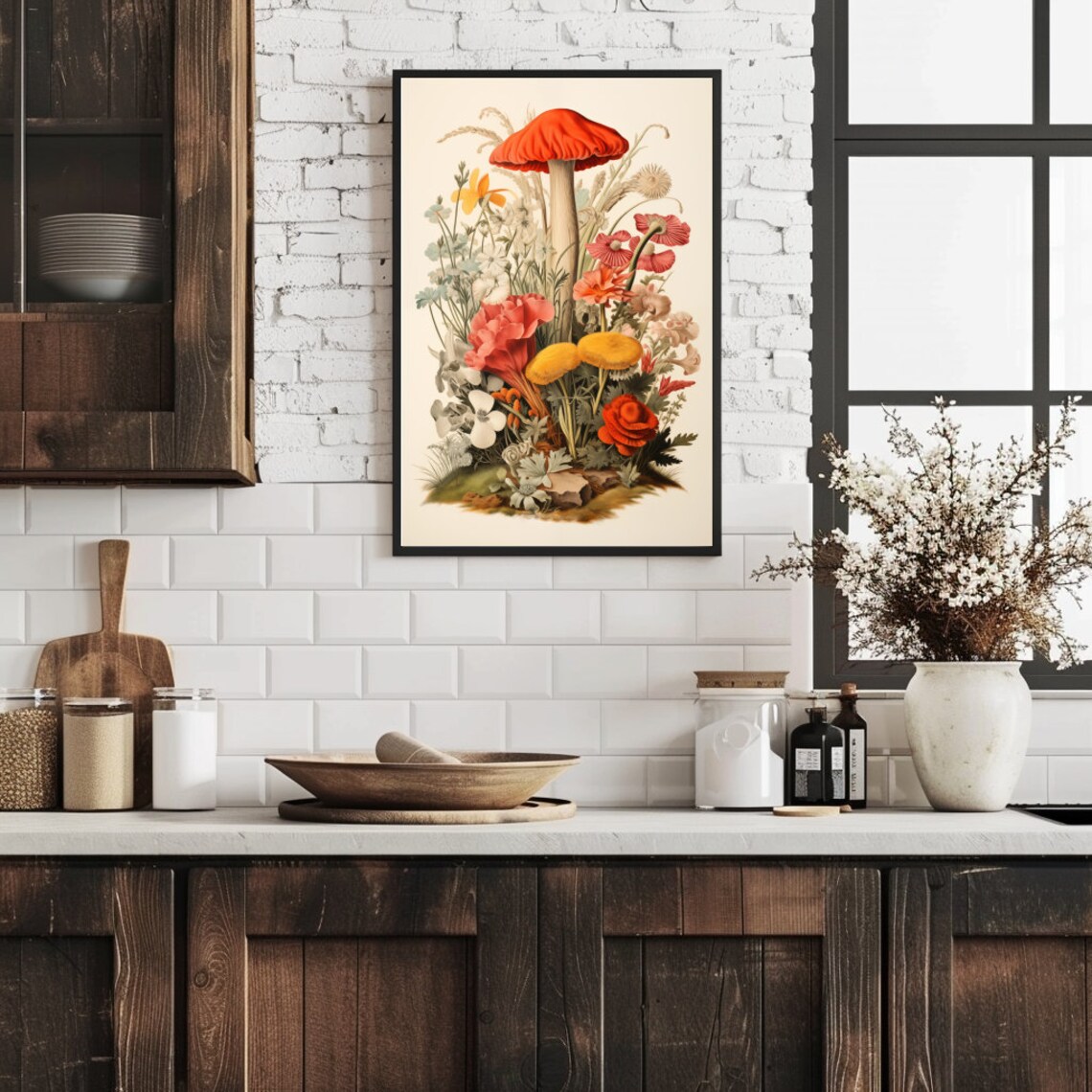 Vintage Mushroom Print Set, Retro Botanical Art Print - Image 3