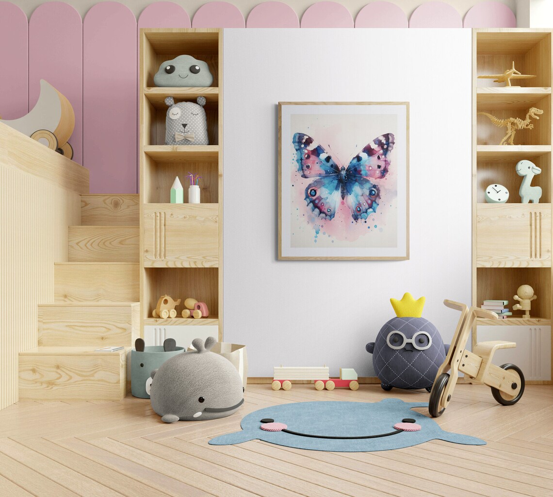 Butterfly Watercolour Nursery Decor Art Print - Image 2