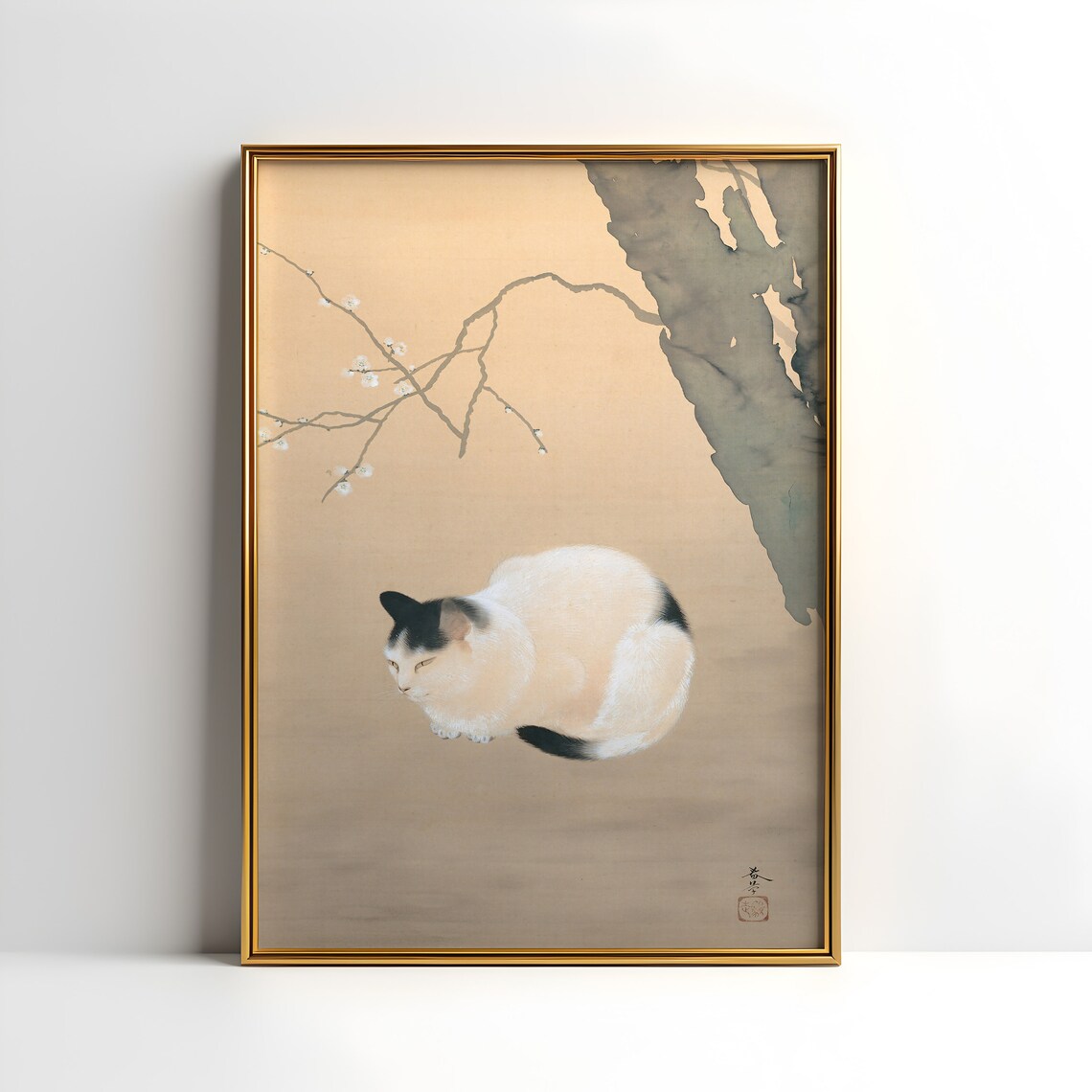 Cat And Plum Blossoms Shunso Print Vintage Cat Print Antique Cat Print Japanese Print Vintage Poster Cat Art Vintage Japanese Art