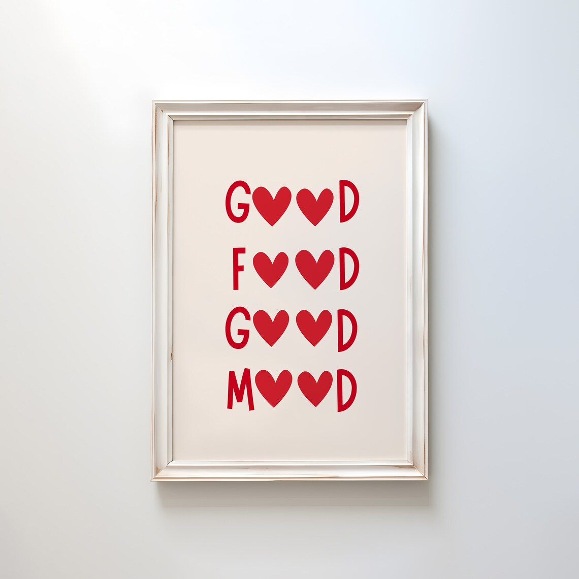 Good Food Good Mood Red Heart Kitchen Typography Decor Poster - Image 3