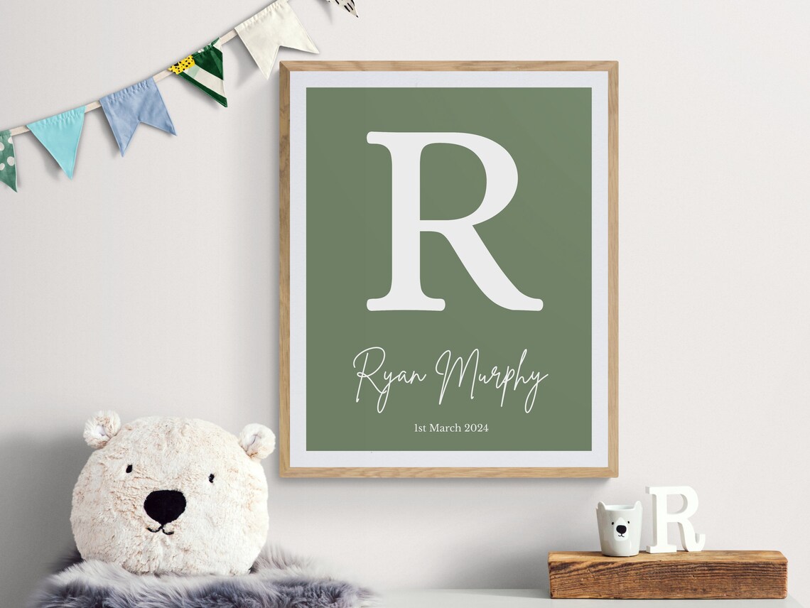 Personalised Initial Print, Nursery Room Decor