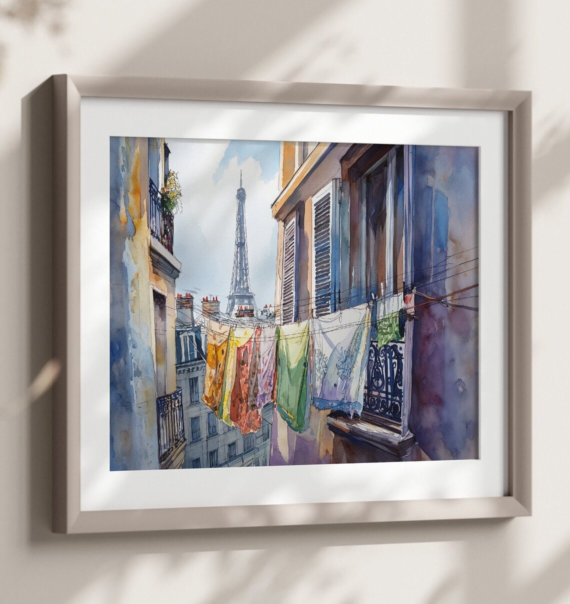 Laundry On A Line In Paris, Vintage France Poster