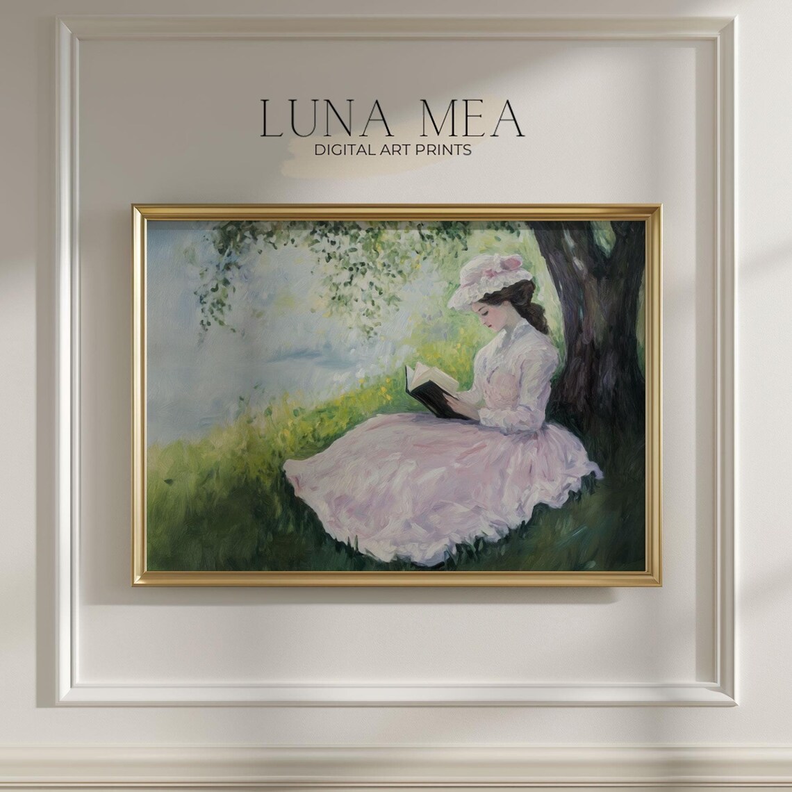 Light Academia Woman Reading Under Tree Vintage Impressionist Book Lover Poster