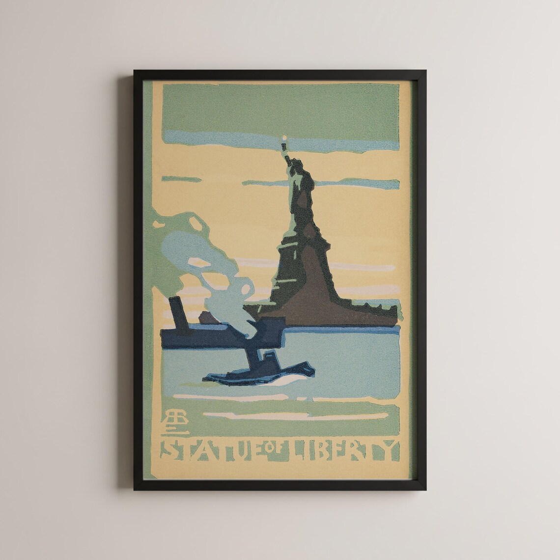 Vintage Statue Of Liberty Retro NYC Sunset Deco Travel Poster