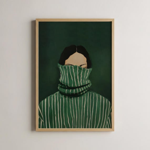Emerald Green Abstract Woman Art Print, Modern Decor
