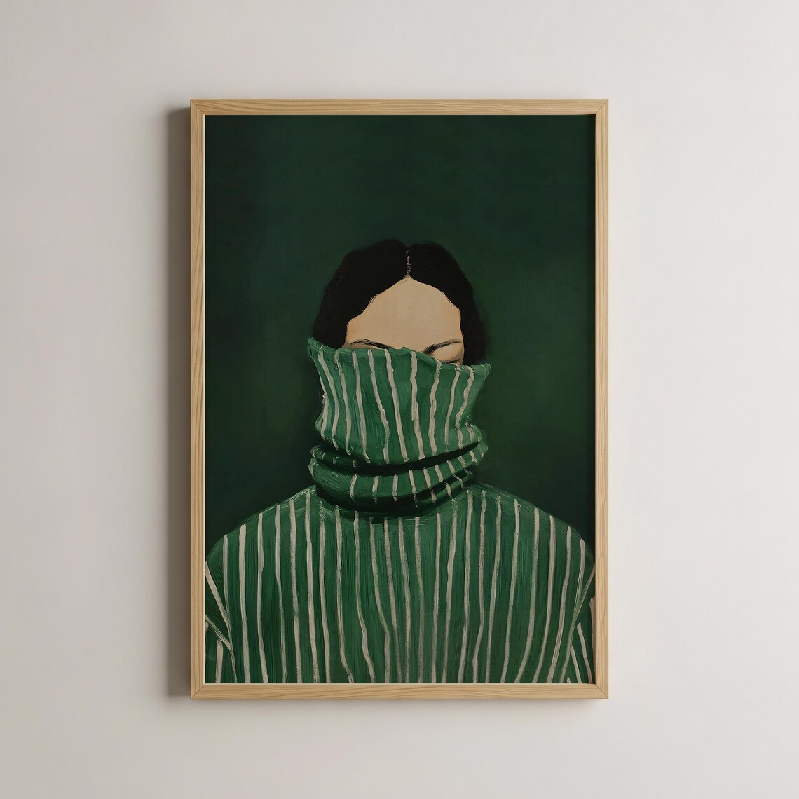 Emerald Green Abstract Woman Art Print, Modern Decor