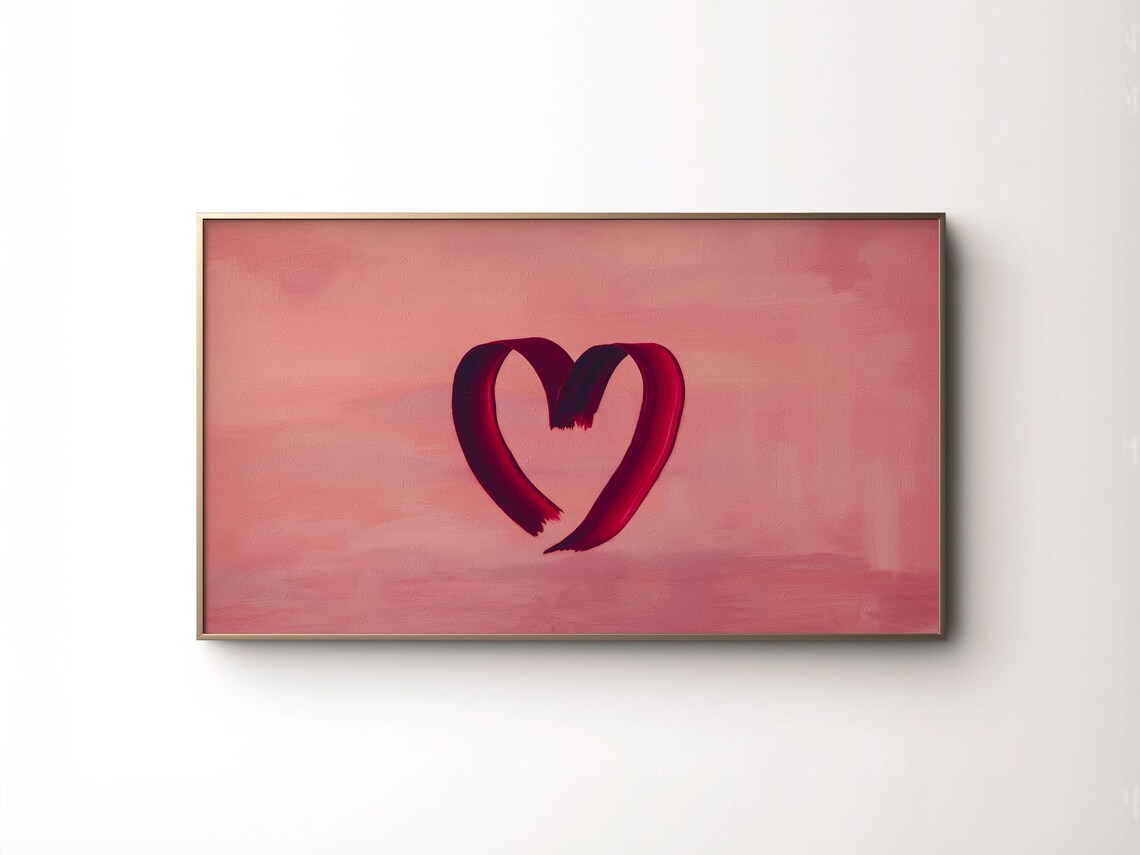 Valentines Minimalist Abstract Heart Art Print - Image 2