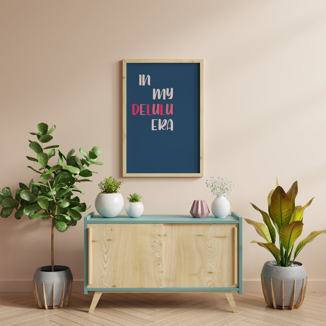 In My Delulu Era Navy Pink Trendy Quote Wall Art Poster Preppy Print - Image 5
