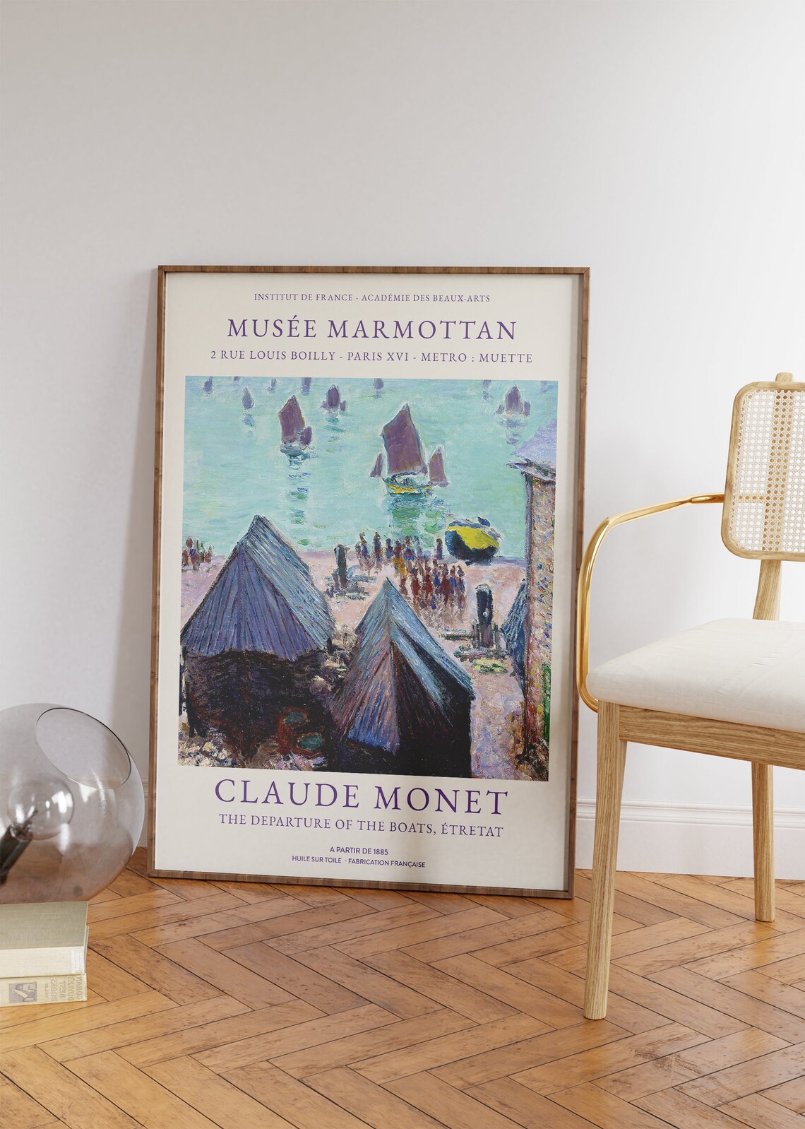 Claude Monet Departure of the Boats Etretat Harbor Impressionist Art Print - Image 3