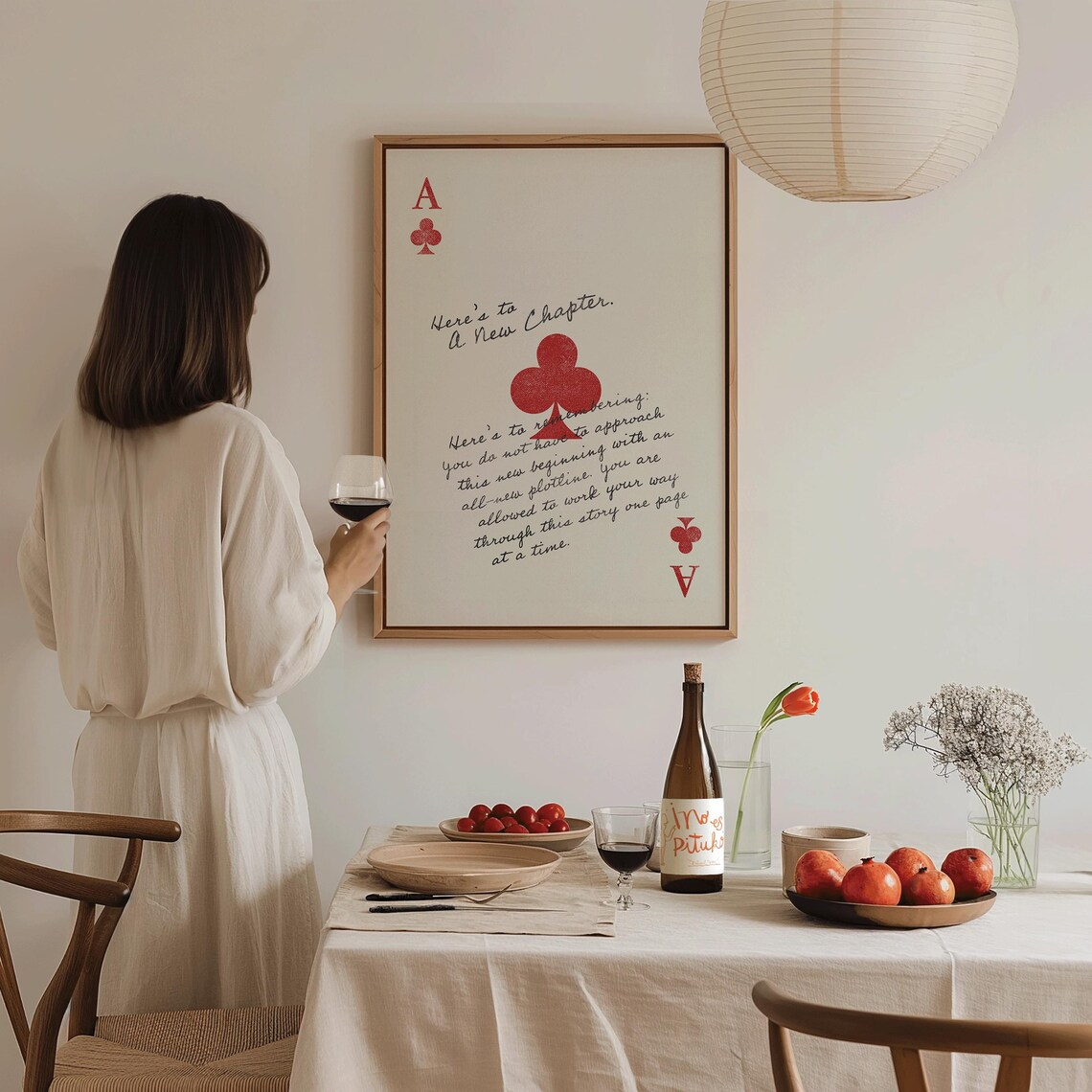 Heres To A New Chapter Red Ace Of Clubs Affirmation Wall Art Print Poster - Image 4