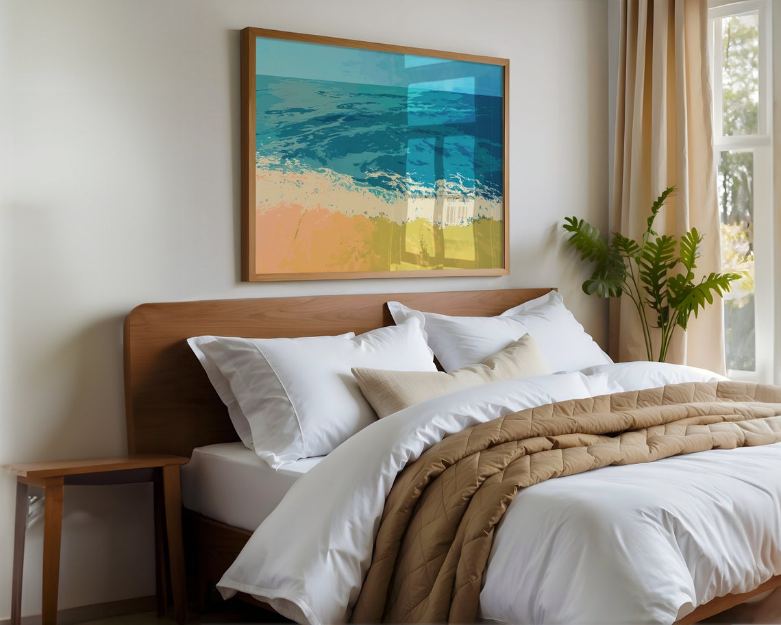 Ocean Waves Coastal Beach Abstract Landscape Surf Travel Poster - Image 4