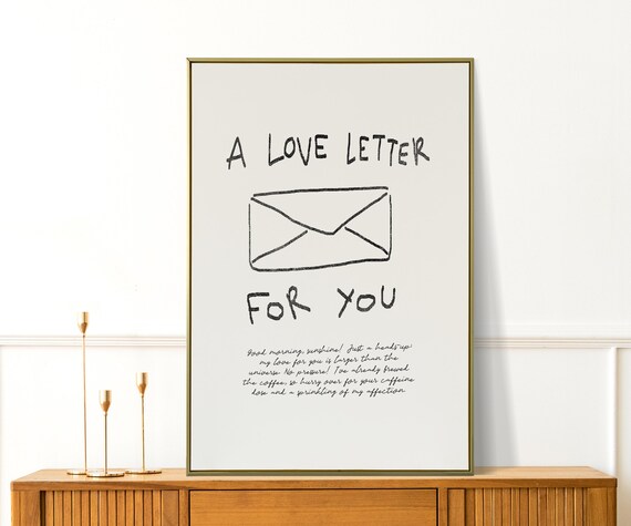 A Love Letter For You Cream Envelope Self Love Handwritten Poster
