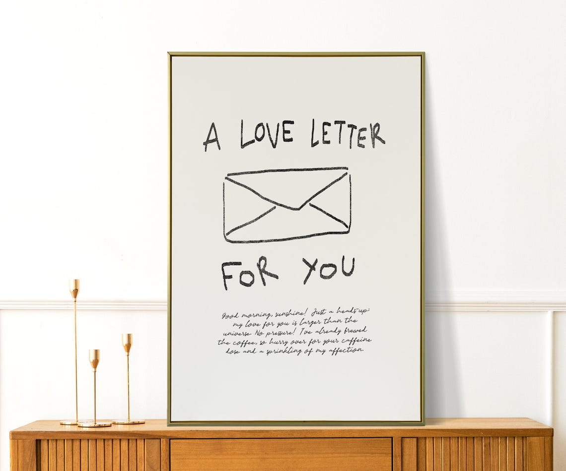 A Love Letter For You Cream Envelope Self Love Handwritten Poster