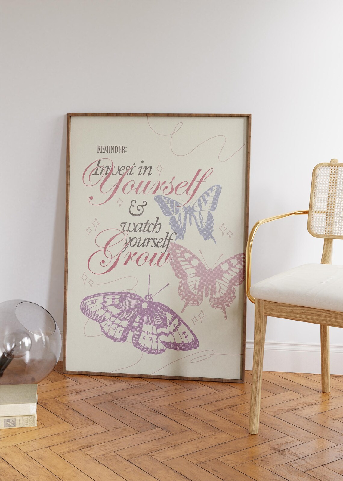 Invest In Yourself Colorful Butterfly Self Growth Motivational Poster - Image 2