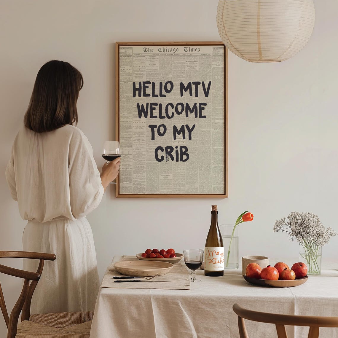 Hello MTV Welcome To My Crib Funny Retro Newspaper Typography Wall Art - Image 4