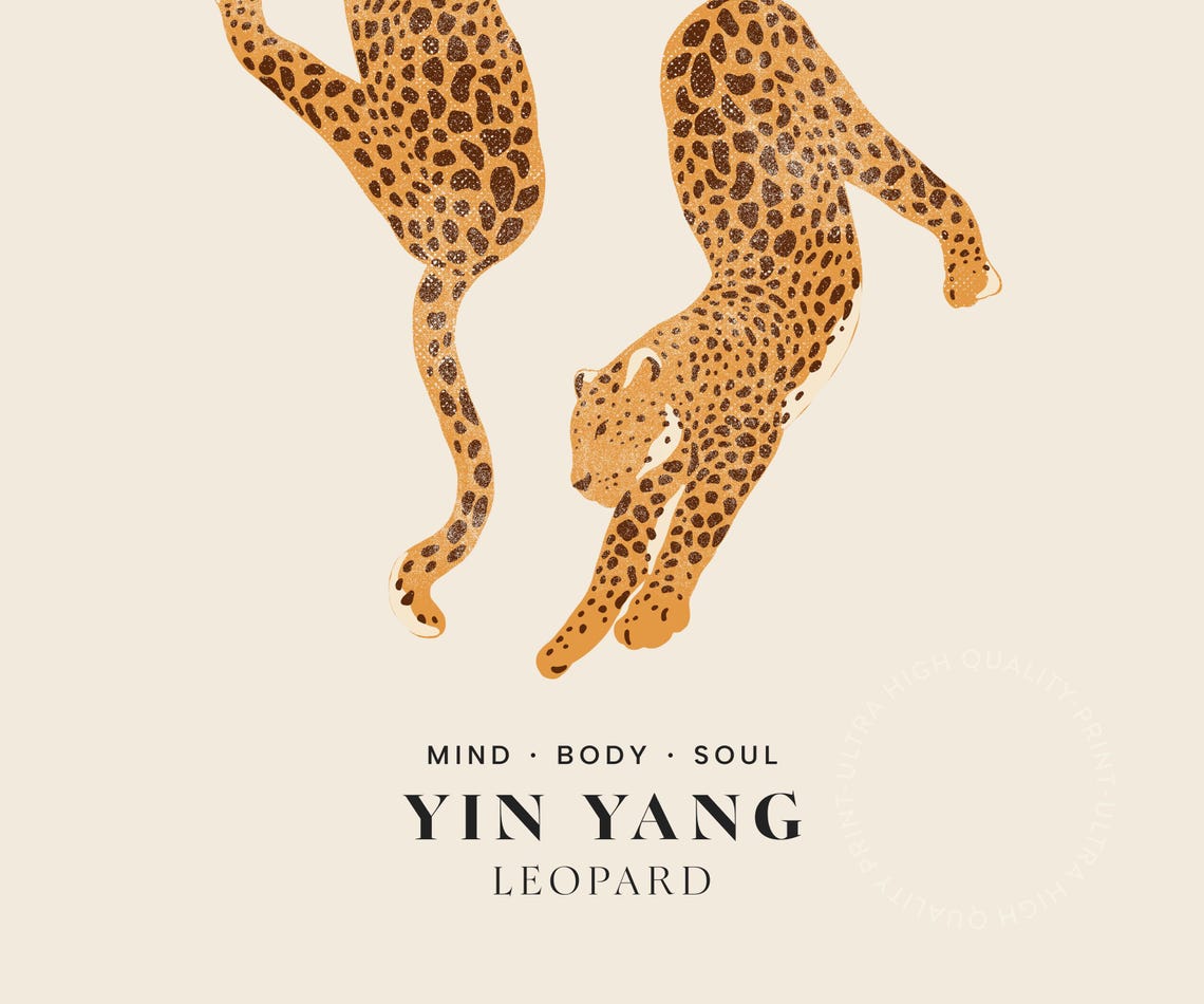 Balance Yin Yang Leopard Pair Mind Body Soul Minimalist Wall Art - Image 5