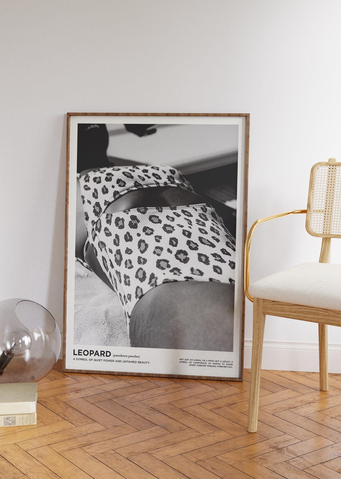 Leopard Bikini Sunbather Black White Close Up Beach Wall Poster - Image 4