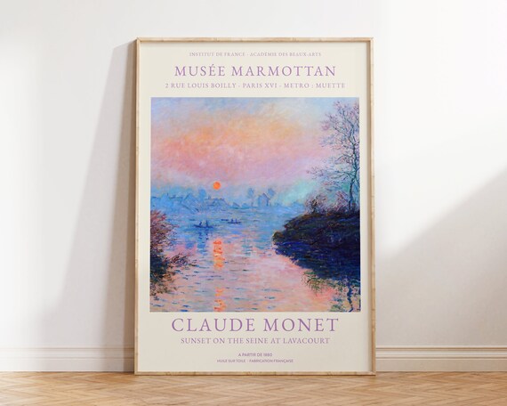 Claude Monet Sunset on the Seine at Lavacourt 1880 River Art Print