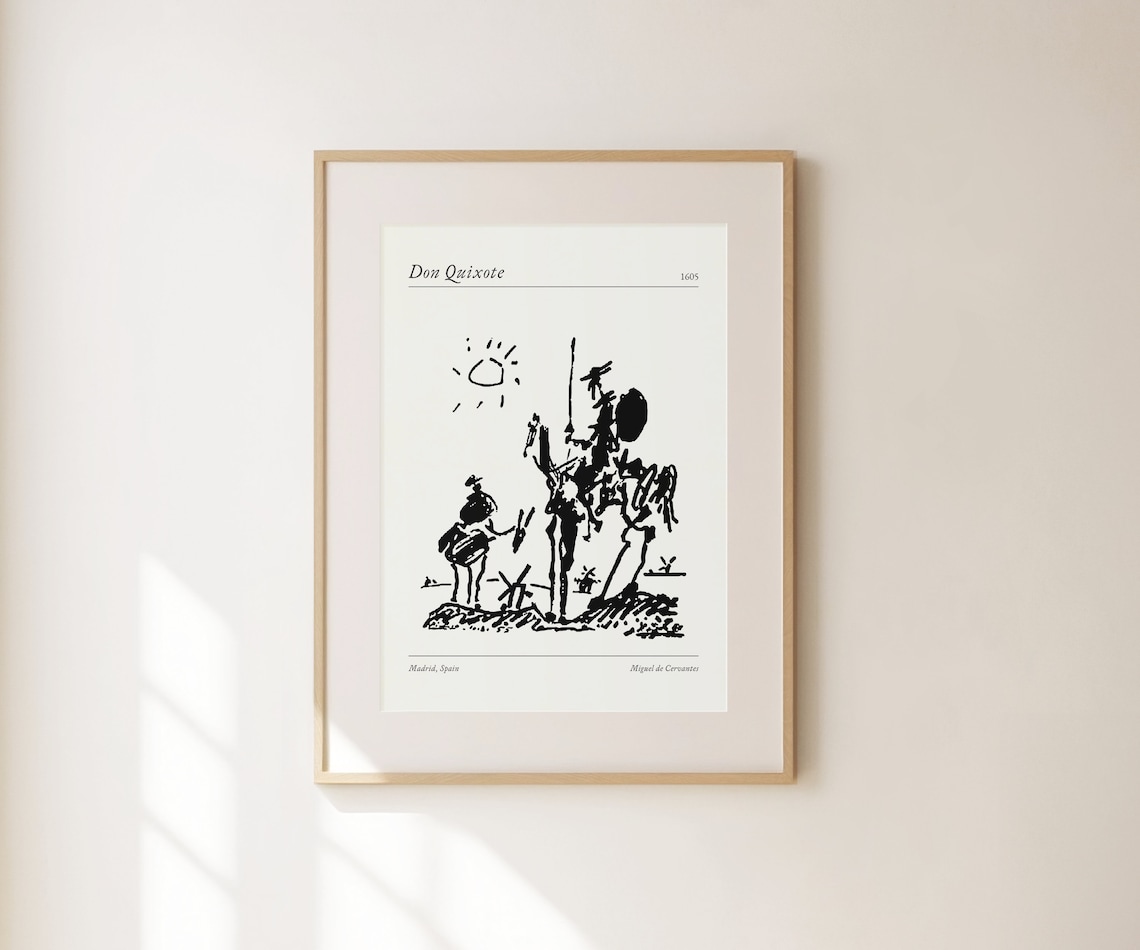 Don Quixote Pablo Picasso Sketch Literary Spanish Classic Art Poster